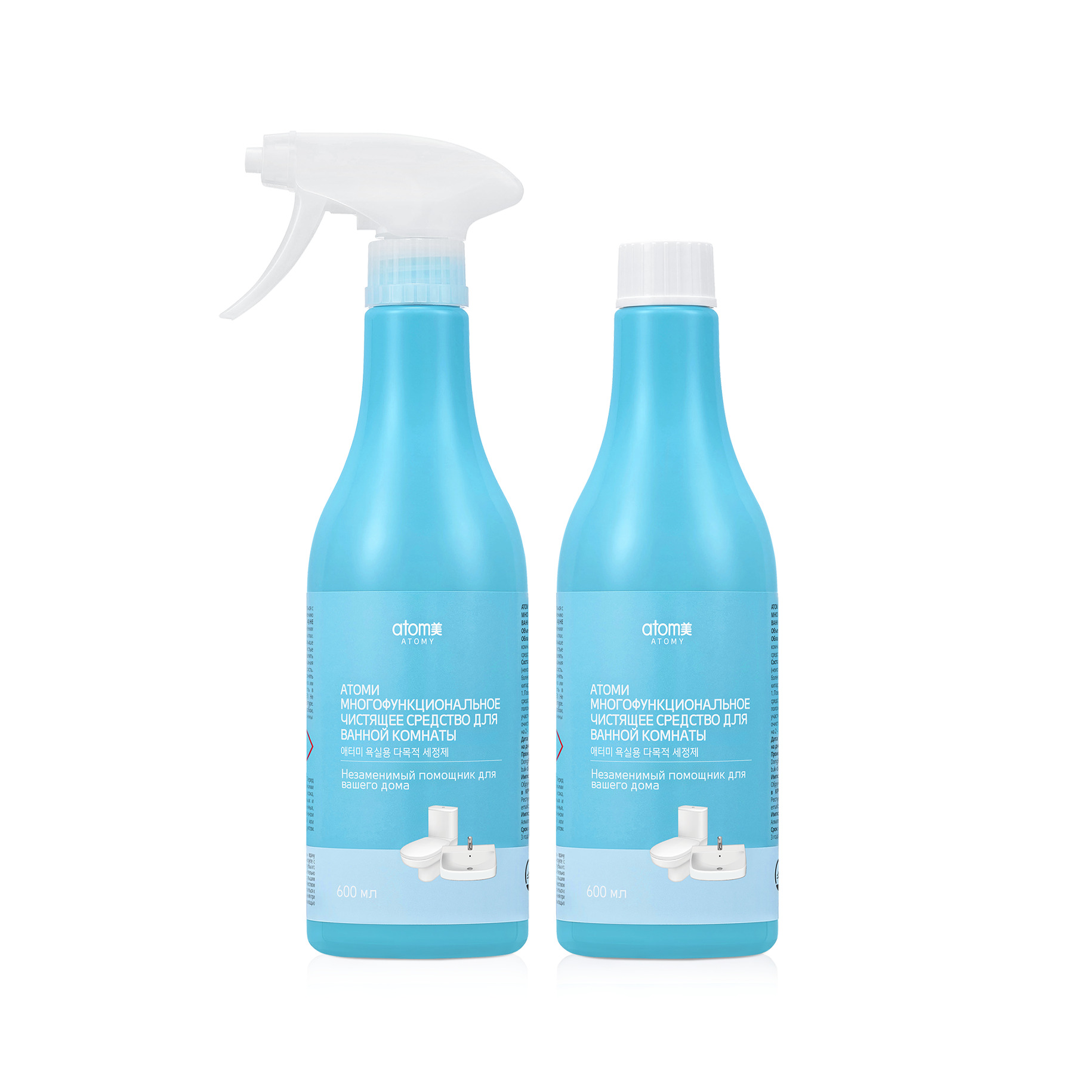 Атоми Многофункциональное чистящее средство для ванной комнаты (2 емкости + распылитель)